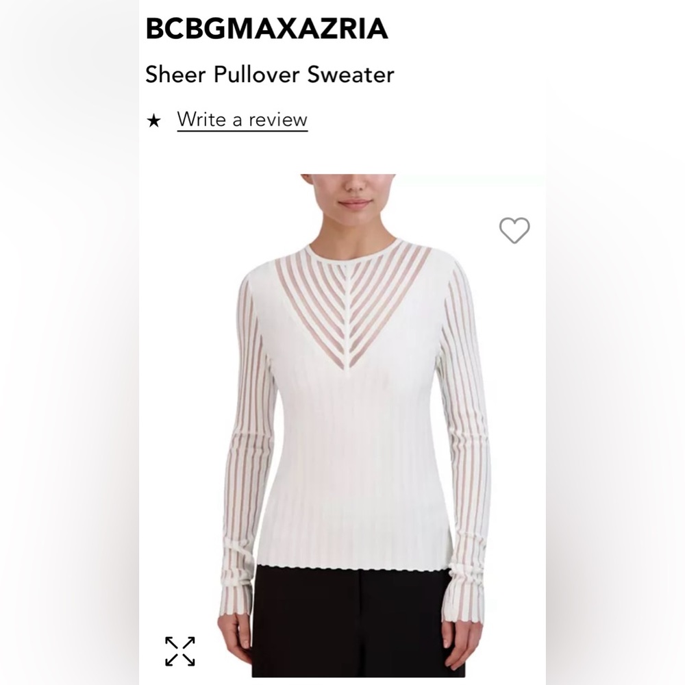 *BNWT* BCBGMaxAzria Sheer Pullover Sweater~SizeS~Gardenia Bloomingdale’s $228